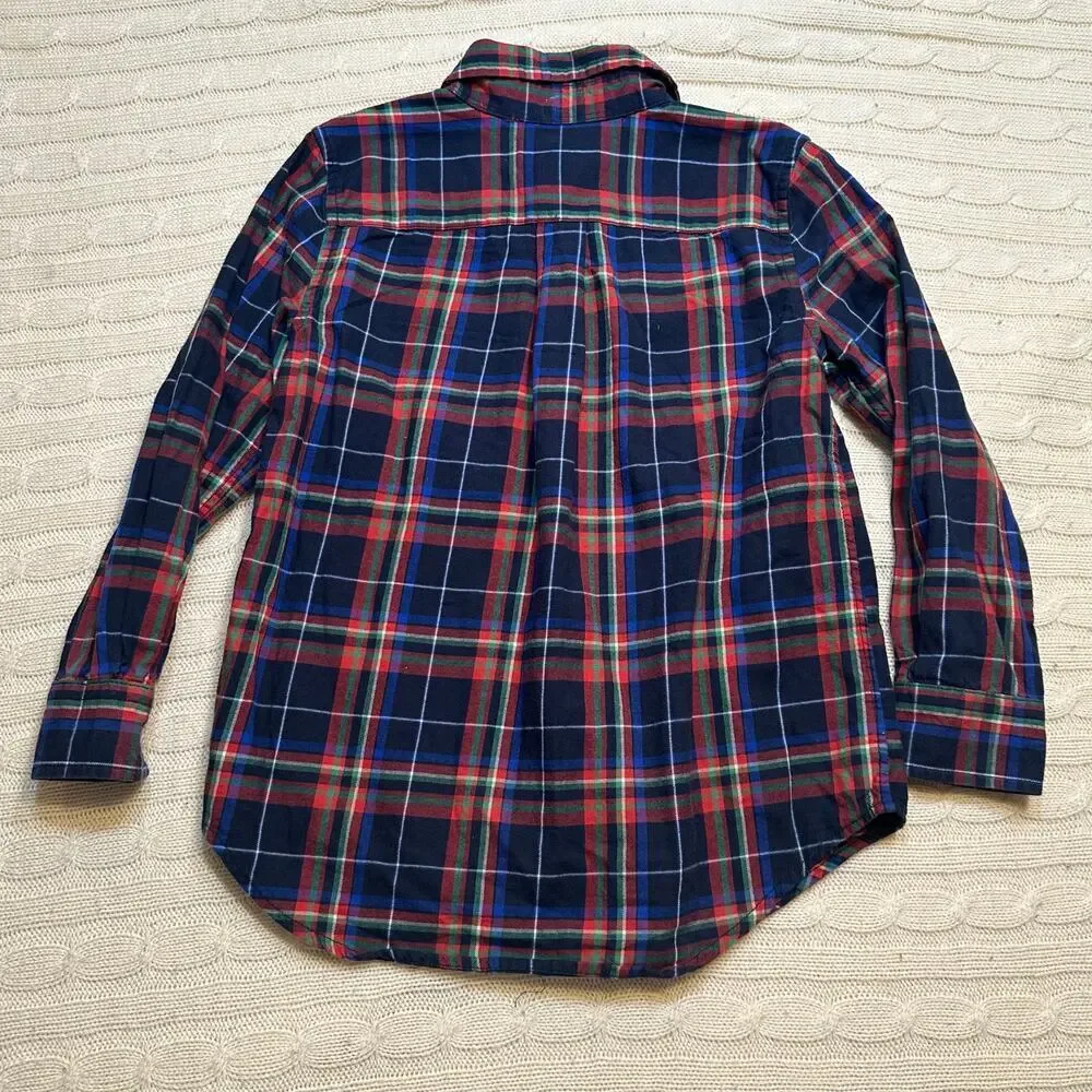 Ralph Lauren Blue Plaid Oxford Shirt sz 6 Button Down Shirt navy tartan plaid
